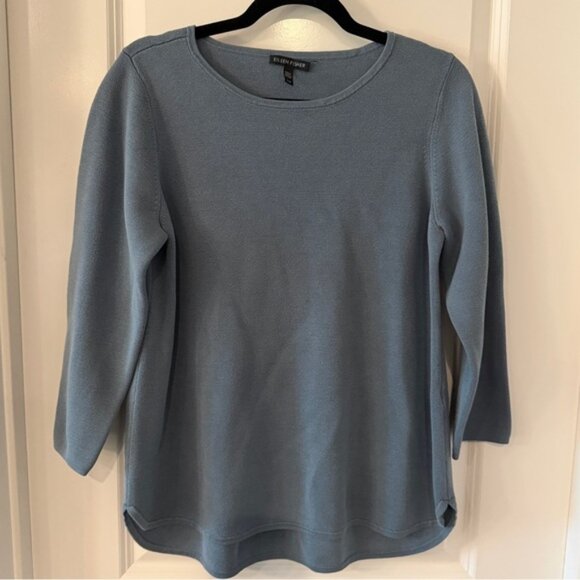 Eileen Fisher Silk & Organic Cotton Sweater in Dusty Blue Size L - Picture 1 of 6